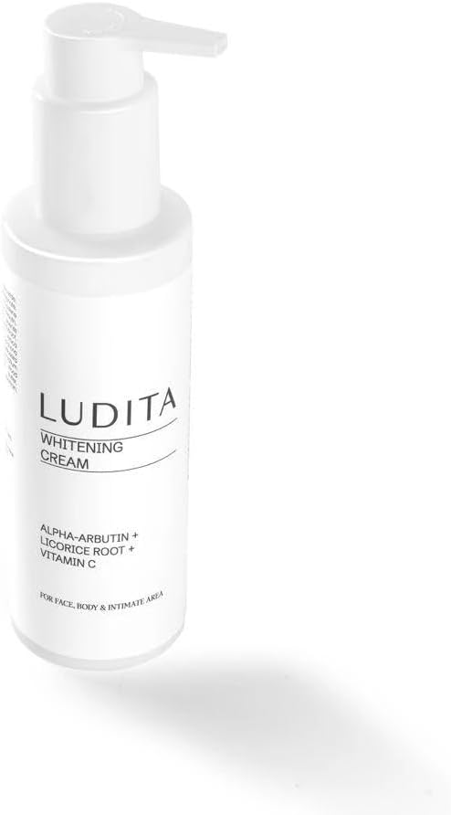 Ludita Healing Whitening Cream, Herbal Brightening Care Cream with Alpha Arbutin, Licorice Root & Vitamin C, For Face, Body & Sensitive Areas, Even Tone Moisturizer – 150ml