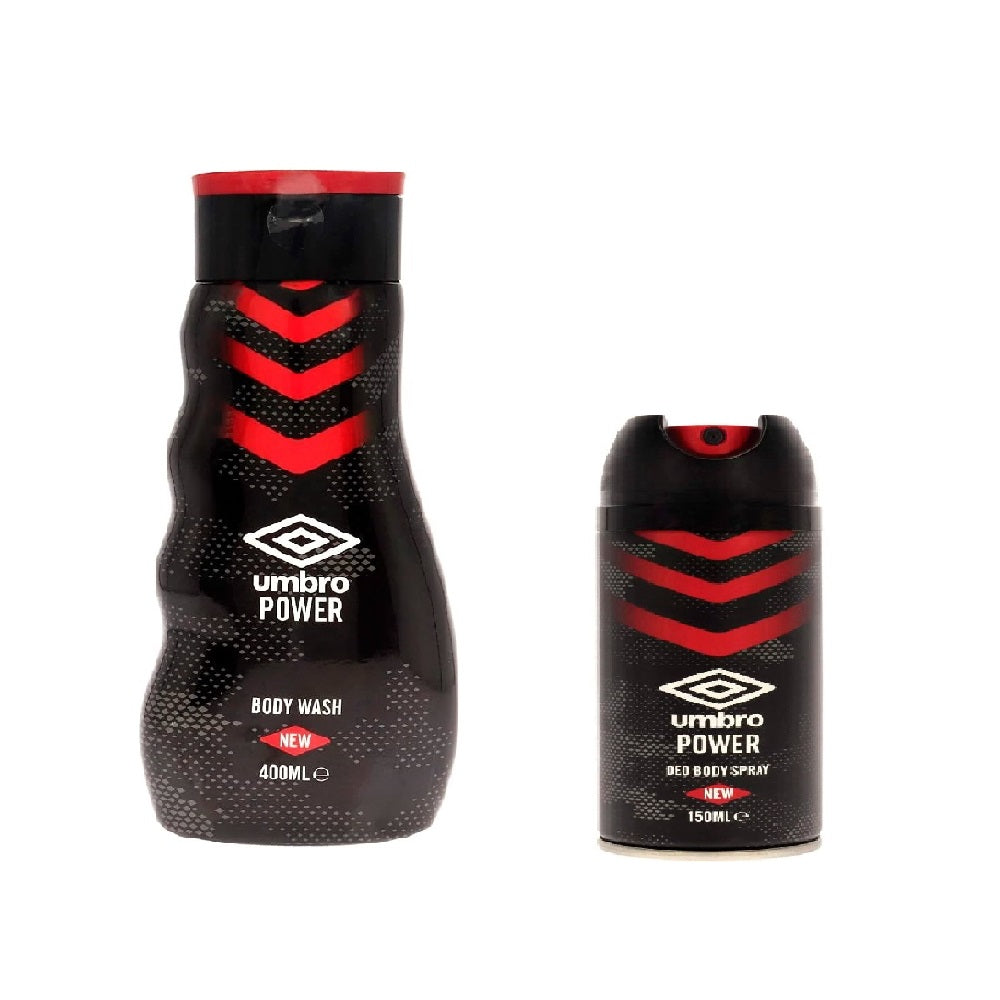Umbro 2 Piece Mens Body Care Sets (Body Wash 400ml + Deo Body Spray 150ml)