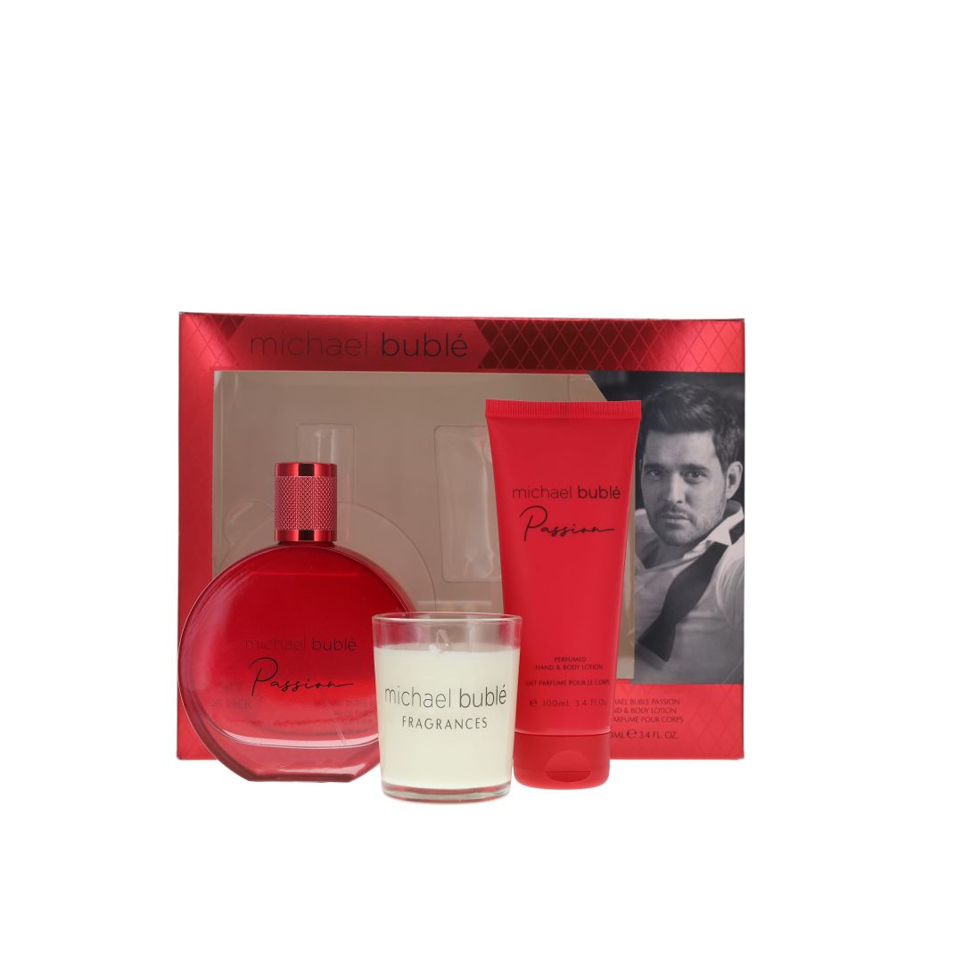 Michael Buble Passion Giftset (100ml Eau de Parfum, 100ml Body Lotion, Scented Candle )