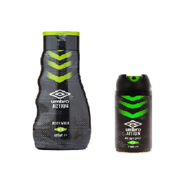 Umbro 2 Piece Mens Body Care Sets (Body Wash 400ml + Deo Body Spray 150ml)