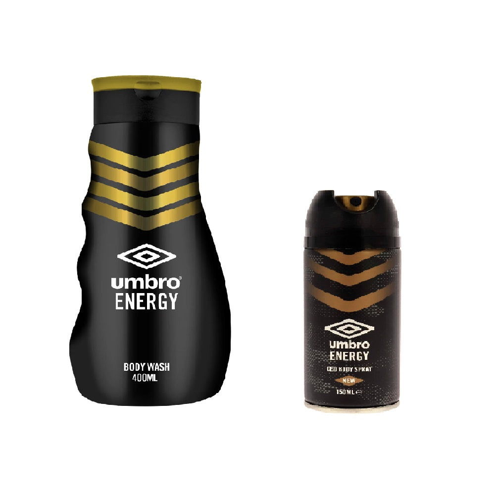 Umbro 2 Piece Mens Body Care Sets (Body Wash 400ml + Deo Body Spray 150ml)