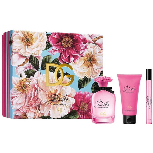 Dolce & Gabbana Dolce Lily Gift Set for Women: EDT Spray (75ml) + Body Lotion (50ml) + EDT Travel Spray (10ml)