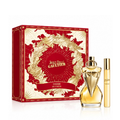 Jean Paul Gaultier gift set with a gold bottle, travel spray and red box labelled Classique Eau de Parfum