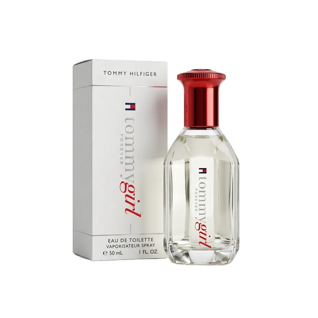 Tommy Girl Forever Eau de Toilette bottle with red cap and box labelled 50ml