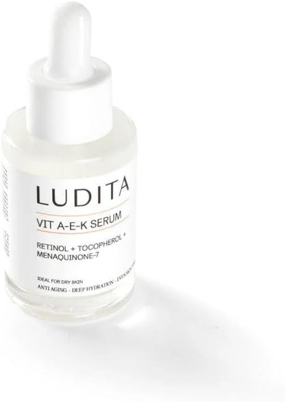 Ludita A-E-K Vitamin Serum, Hydrating and Brightening Vitamin Serum for Face, Skin Brightening Antioxidant for Skin and Anti-Aging Support for Dull and Dry Skin, 30 ml
