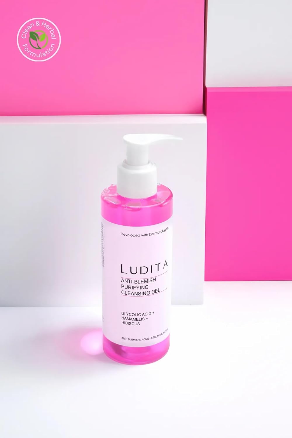 LUDITA Niacinamide Purifying Gel Cleanser, Face Wash With Hibiscus Extract, Oil-Free Acne Face Wash, Low-PH Gentle Face Cleanser, Pore-Clearing Gel Cleanse, 200 ml