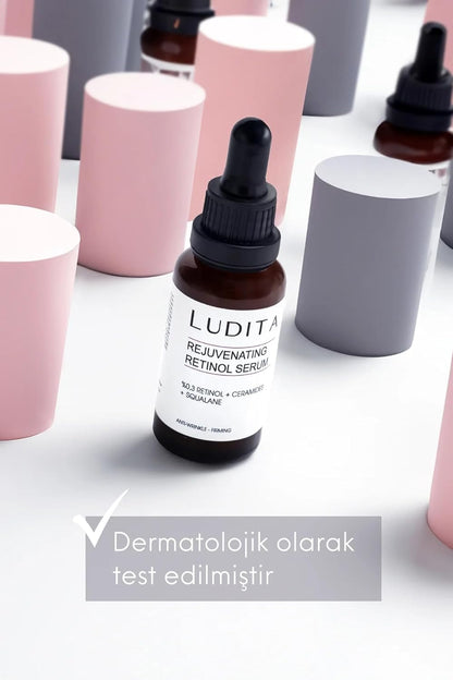 Ludita Retinol Serum with Ceramides, Nighttime Encapsulated Treatment, Anti-Aging Face Serum for Sensitive Skin, Retinol B3 Face Serum, 30 ml