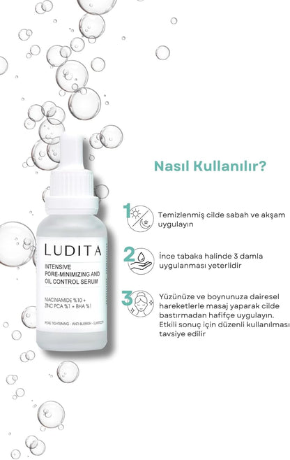Ludita Care Serum Niacinamide 10% + Zinc PCA 1% Serum, Pore Reducer Brightening Niacinamide Serum, Oil Control, Acne Treatment, Uneven Skin Tone Treatment, 30ml