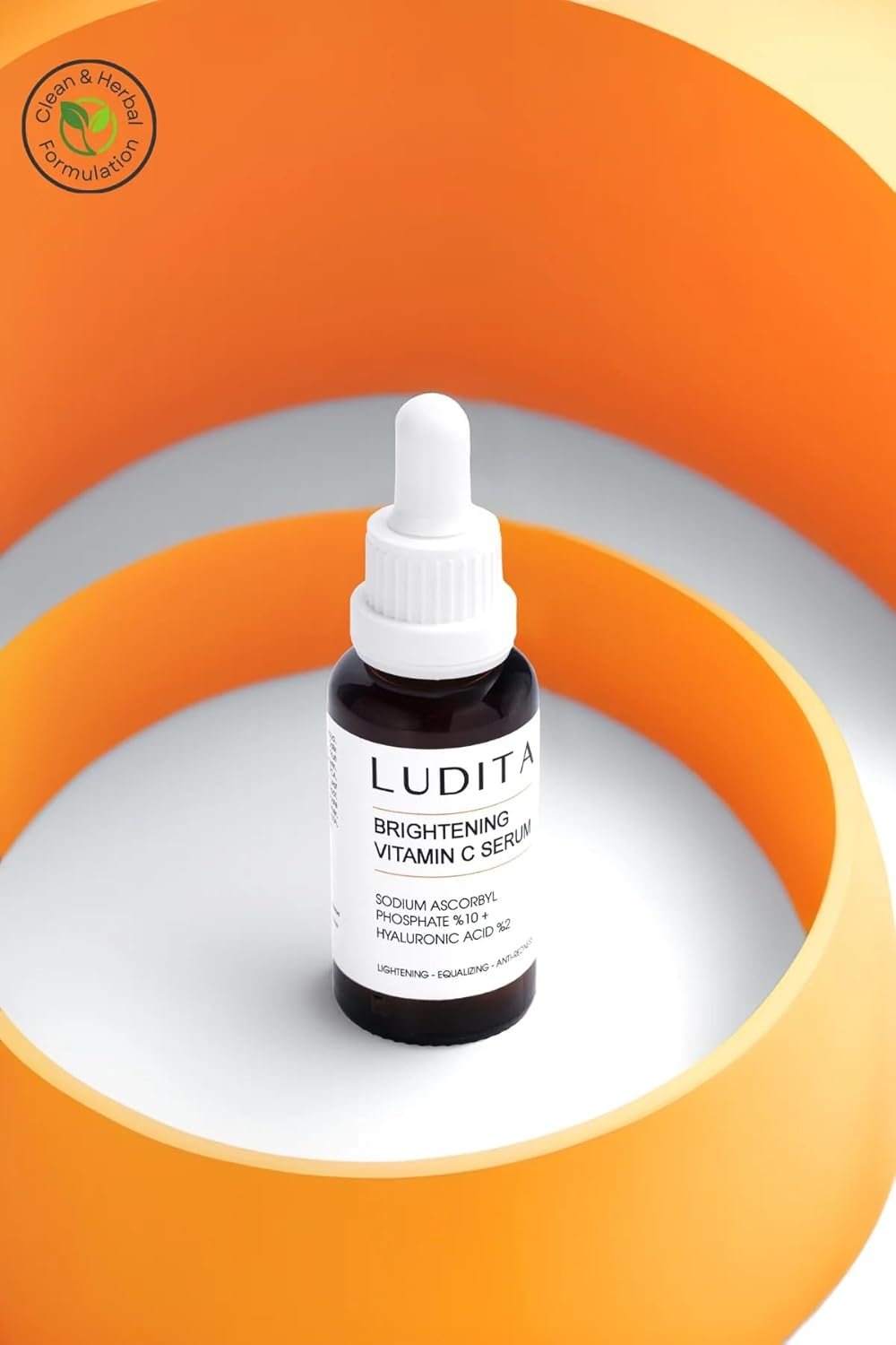 Ludita Brightening Vitamin C Serum, 10% Sodium Ascorbyl Phosphate + 2% Hyaluronic Acid For Radiant Skin, Vitamin C Serum for Face, Antioxidant Protection Serum, 30 ml