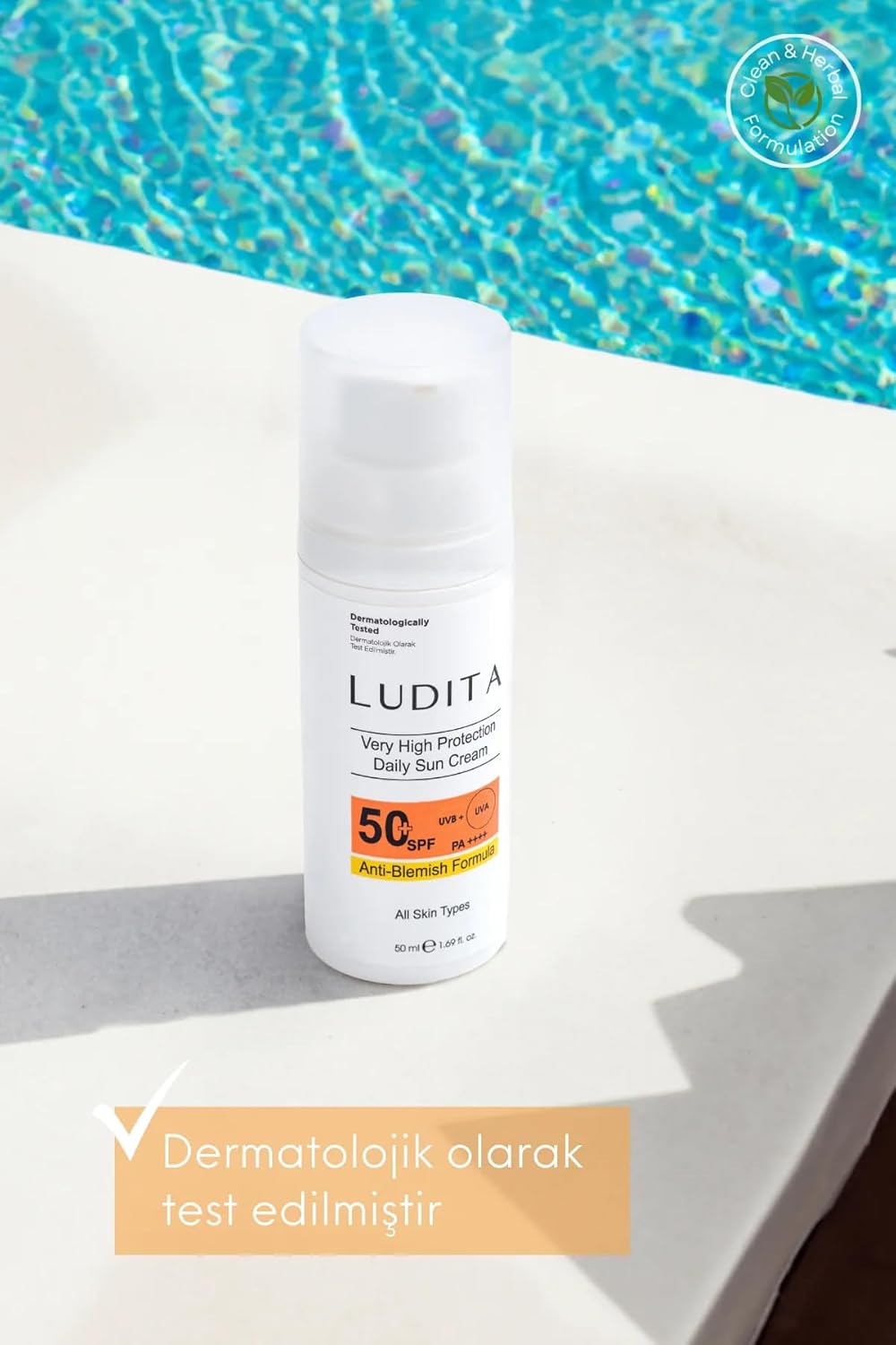 Ludita Centella Water-Fit Sun Serum SPF 50, High Protection Daily Face Sunscreen With Anti-Spot Niacinamide, Water-Based, Hydrating, Non-Greasy Broad-Spectrum Face Sunscreen – 50ml