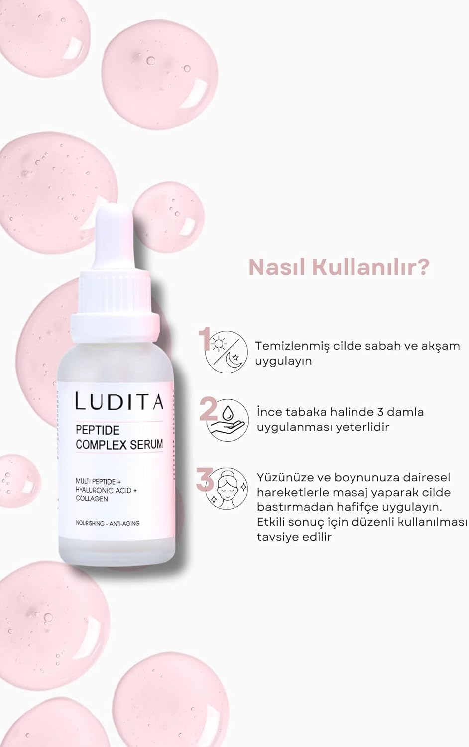 Ludita Peptide Complex Serum, Intense Moisturizing Rejuvenation and Firming Anti-Aging Serum, Peptide Collagen Serum, 30ml