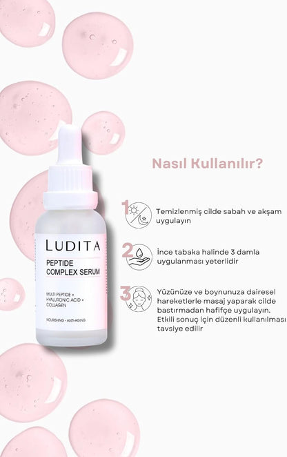 Ludita Peptide Complex Serum, Intense Moisturizing Rejuvenation and Firming Anti-Aging Serum, Peptide Collagen Serum, 30ml