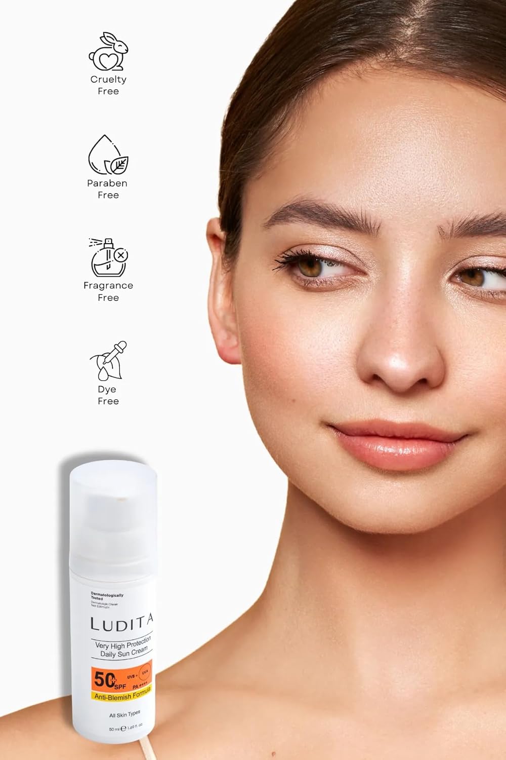 Ludita Centella Water-Fit Sun Serum SPF 50, High Protection Daily Face Sunscreen With Anti-Spot Niacinamide, Water-Based, Hydrating, Non-Greasy Broad-Spectrum Face Sunscreen – 50ml