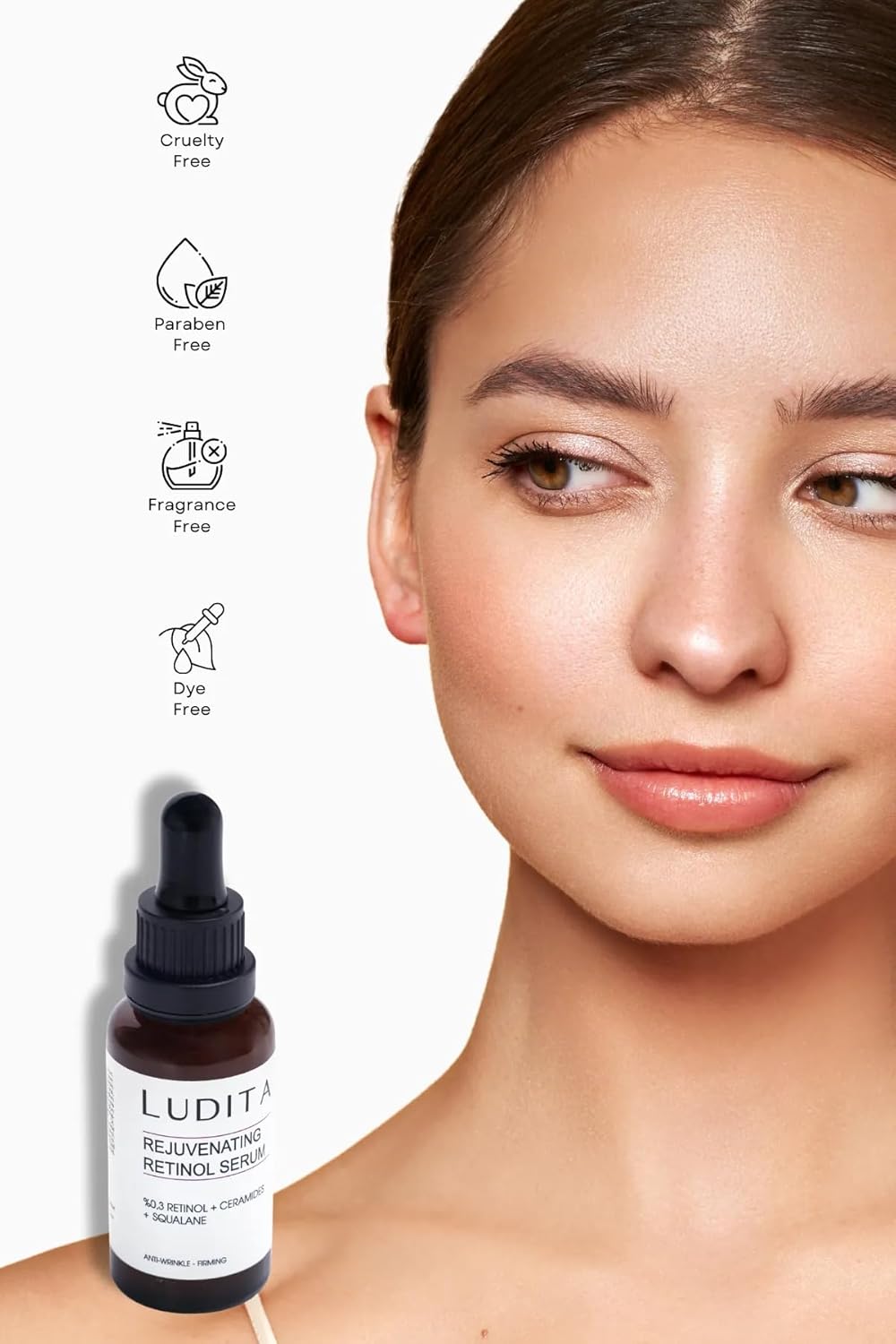 Ludita Retinol Serum with Ceramides, Nighttime Encapsulated Treatment, Anti-Aging Face Serum for Sensitive Skin, Retinol B3 Face Serum, 30 ml
