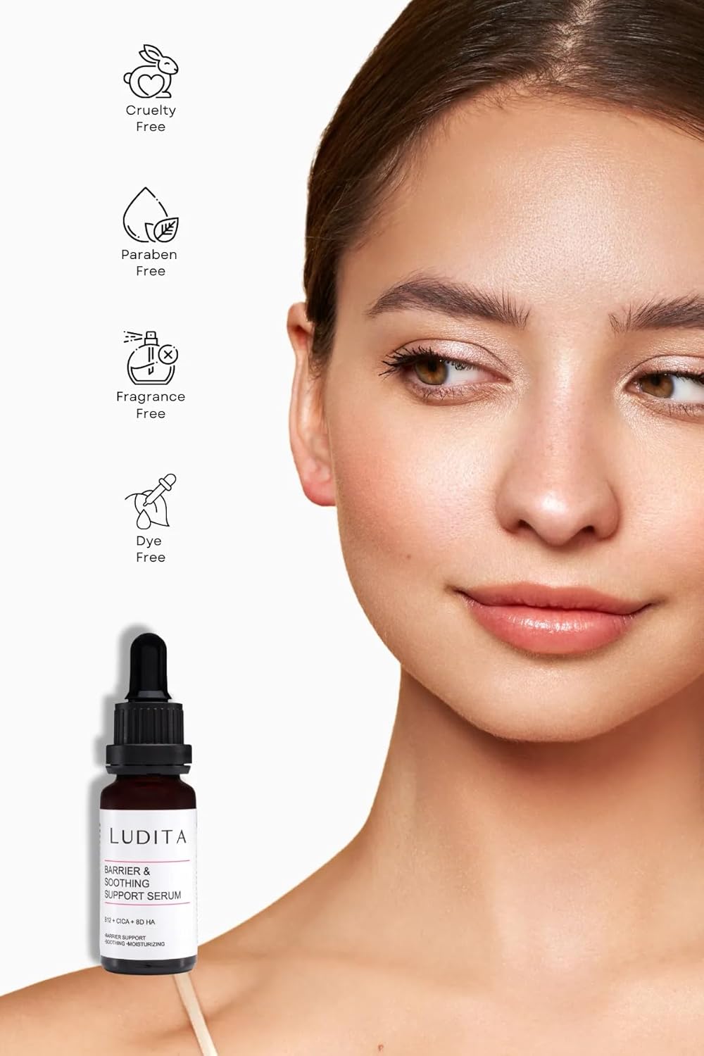 Ludita Soothing Ceramide Serum, Strengthens Skin Barrier With Vitamin B12, Deep Hydration, Calms Sensitive Skin, Repairs Dry Skin, Supports Moisture Retention, 30ml