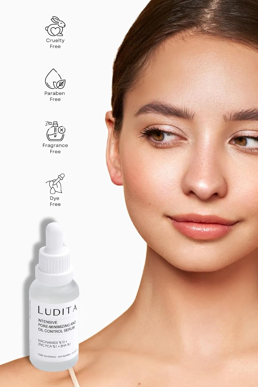 Ludita Care Serum Niacinamide 10% + Zinc PCA 1% Serum, Pore Reducer Brightening Niacinamide Serum, Oil Control, Acne Treatment, Uneven Skin Tone Treatment, 30ml