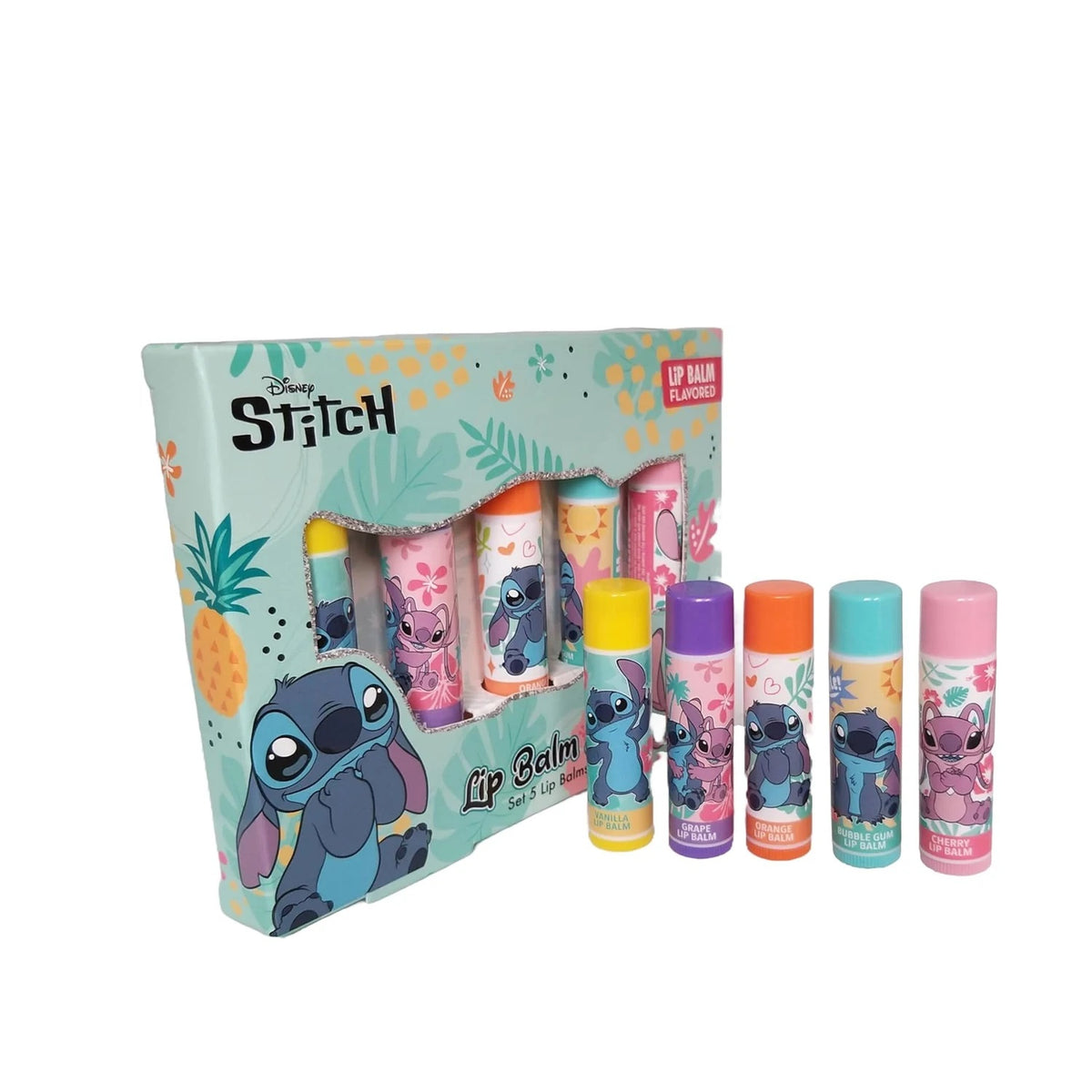 Disney Stitch and Angel five-piece lip balm set