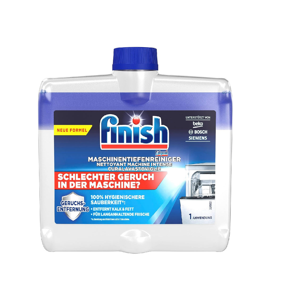 Finish dishwasher cleaner bottle