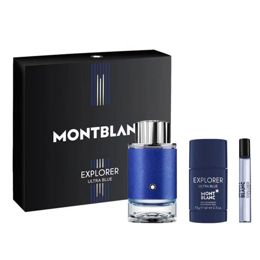 Montblanc Explorer Ultra Blue Giftset For Men (EDP 100ml + Deo Stick 75ml + EDP 7.5ml)