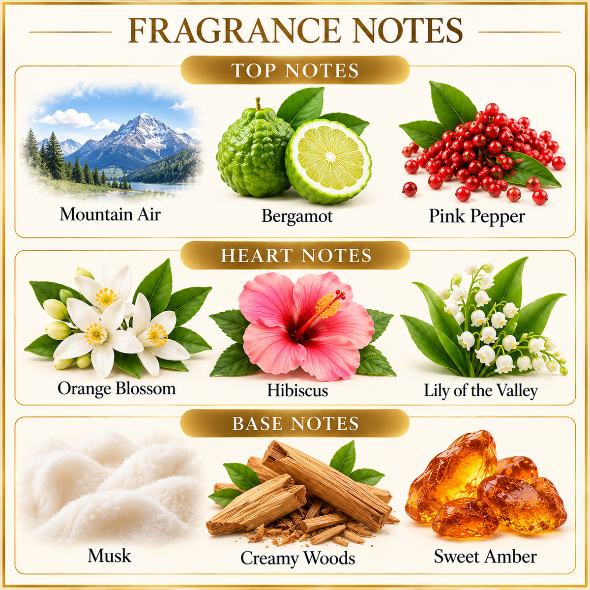 Abercrombie & Fitch First Instinct Sheer fragrance notes - top, heart and base notes