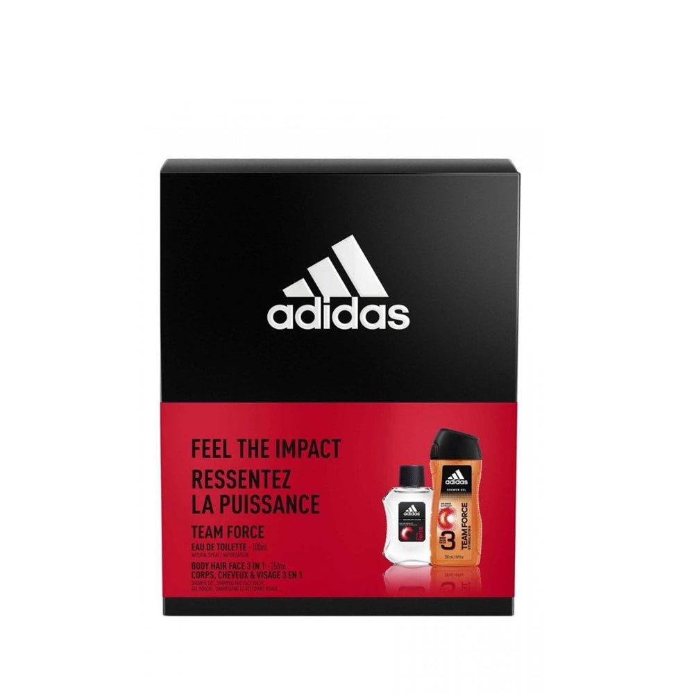 ADIDAS Team Force Giftset for Men ( Eau De Toilette Spray 100ml + Shower Gel 250ml Body/Hair Face 3in1) -