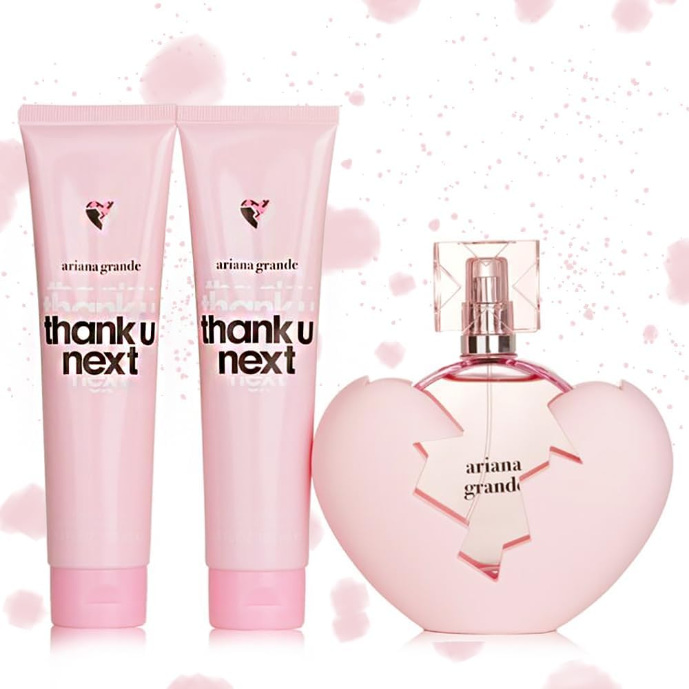 Ariana Grande Thank U Next for Women 3piece Gift Set (100ml Eau de Parfum Spray +100ml Body Souffle + 100ml Shower Gel) -