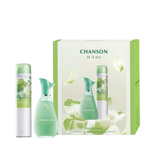 Coty Chanson d'Eau Gift Set For Women ( Eau de Toilette 100ml Deodorant Body Spray 200ml)