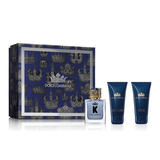 Dolce & Gabbana K Gift Set for Men: Eau De Toilette Spray (50ml) + Shower Gel (50ml) + Aftershave Balm (50ml) -
