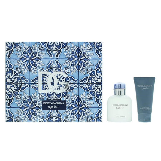 Dolce & Gabbana Light Blue Gift Set for Men: Eau De Toilette Spray (75ml) + Aftershave Balm (50ml) -