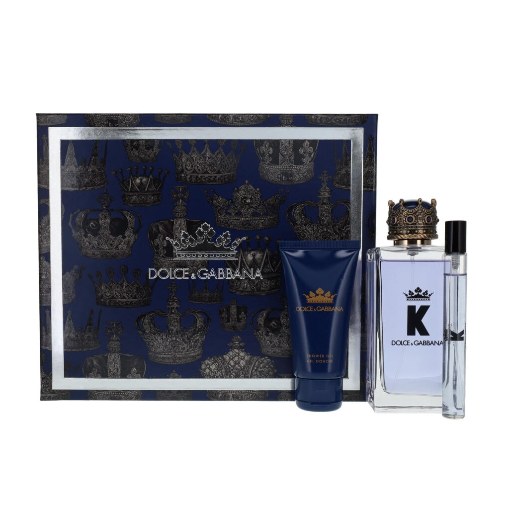 Dolce & Gabbana K Gift Set for Men: Eau De Toilette Spray (100ml) + Shower Gel (50ml) + EDT (10ml)