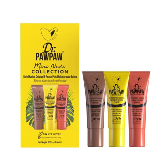 Dr. PAWPAW Mini Nude Lip Balm Collection: Rich Mocha + Original + Peach Pink (3x10ml) -
