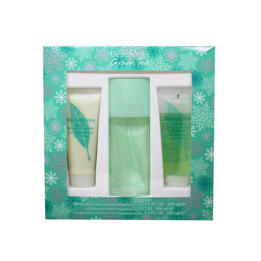 Elizabeth Arden Elizabeth Green Tea for Women - Giftset (100ml Scent Spray, 100ml Body Lotion, 100ml Bath Shower Gel) -