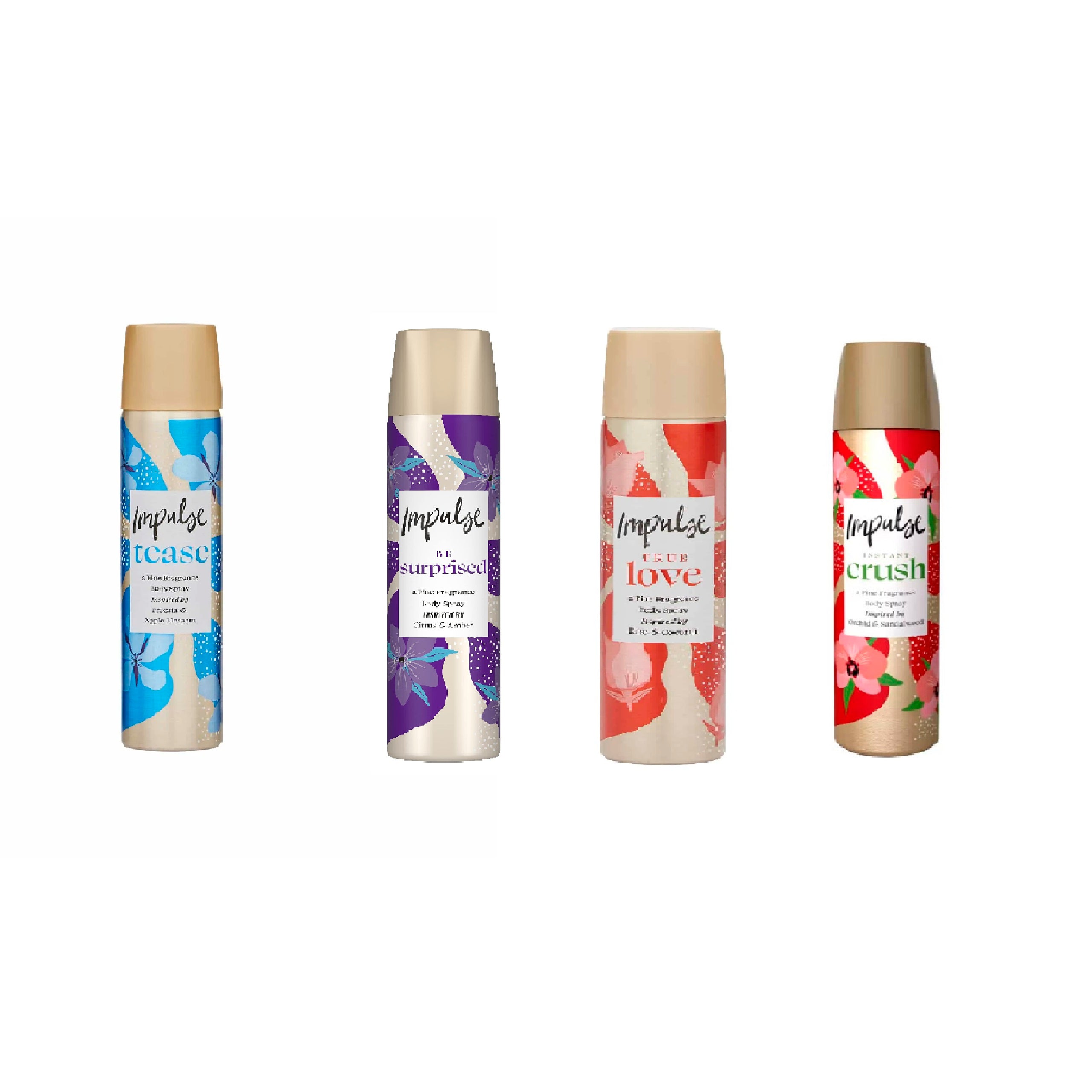 Impulse Body Sprays for Women - 4 different scents (75ml)