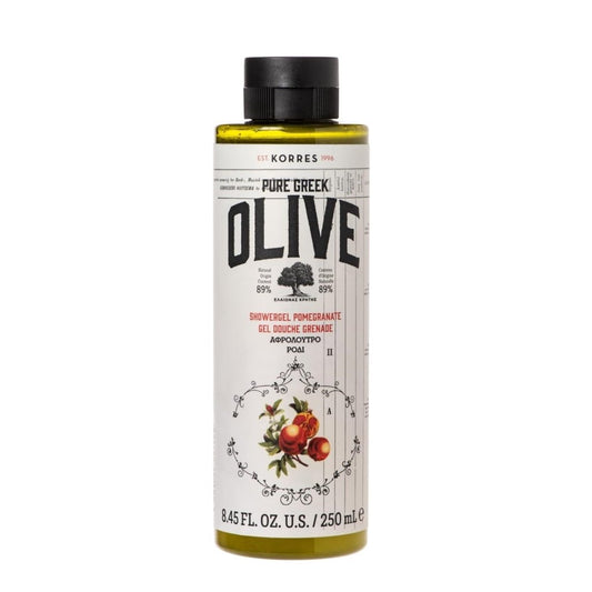 Korres Olive Pomegranate Moisturising Shower Gel for Smooth Skin with Extra Virgin Olive Oil, Vegan (250ml) -