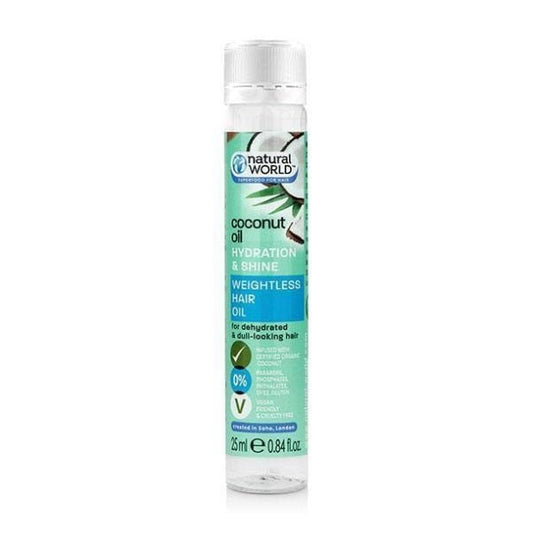 Natural World Coconut Water Hydration and Shine Weightless Hair Oil (25ml) -