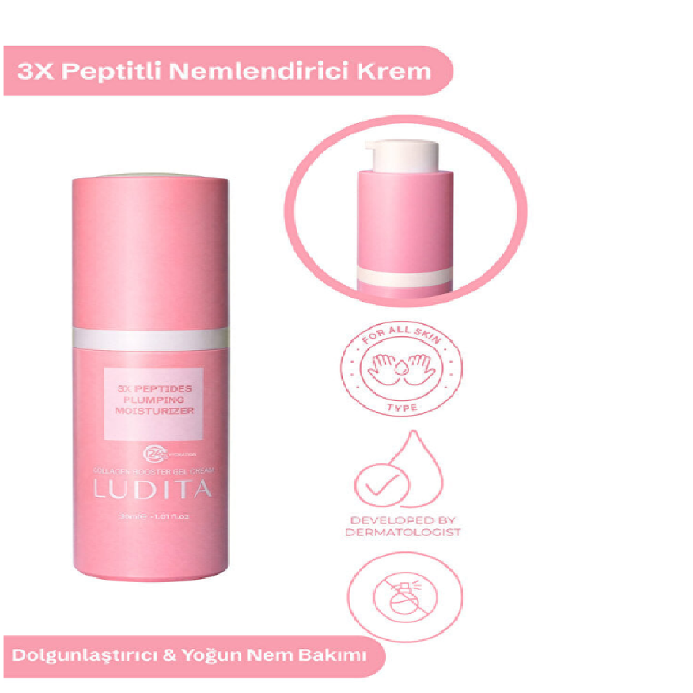 Ludita 3X Peptide Plumping Moisturizing Gel Cream with Hyaluronic Acid & Squalane (30ml)