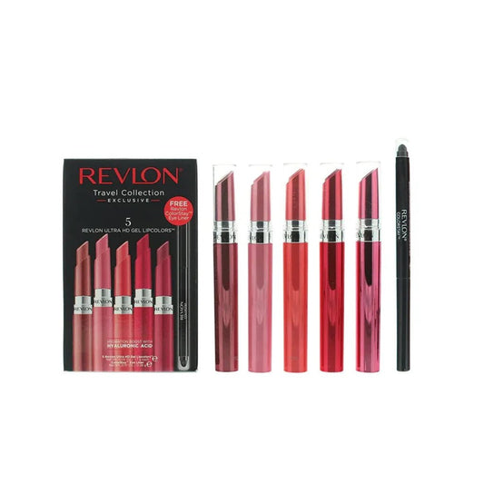 Revlon Lipstick Set 5 Ultra HD Gel Lipcolour + Free Black Eyeliner (1.7g X 5) -
