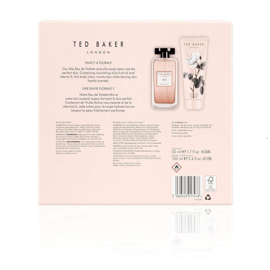 Ted Baker Floret Mia Gift Set: Mia Fragrance Eau De Toilette for Women (50ml) + Mia Body Lotion (100ml) -