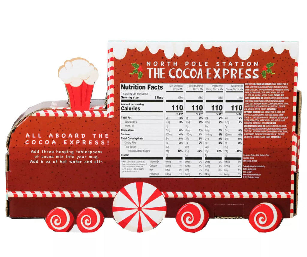 Thoughtfully North Pole Station The Cocoa Express Train, Hot Cocoa Train GiftSet (45g X 4) -