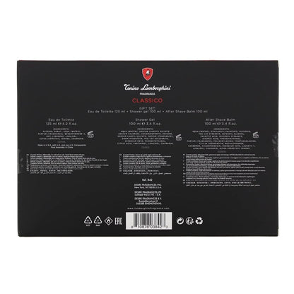 Tonino Lamborghini Classico 3 Piece Gift Set: Eau De Toilette For Men (125ml) - Shower Gel For Men (100ml) - Aftershave Balm For Men (100ml) -