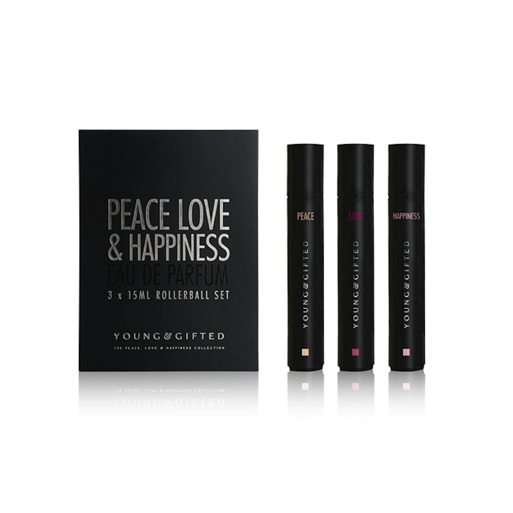 Young And Gifted Peace, Love And Happiness Eau de Parfum for her giftset roll on (15ml x 3) -